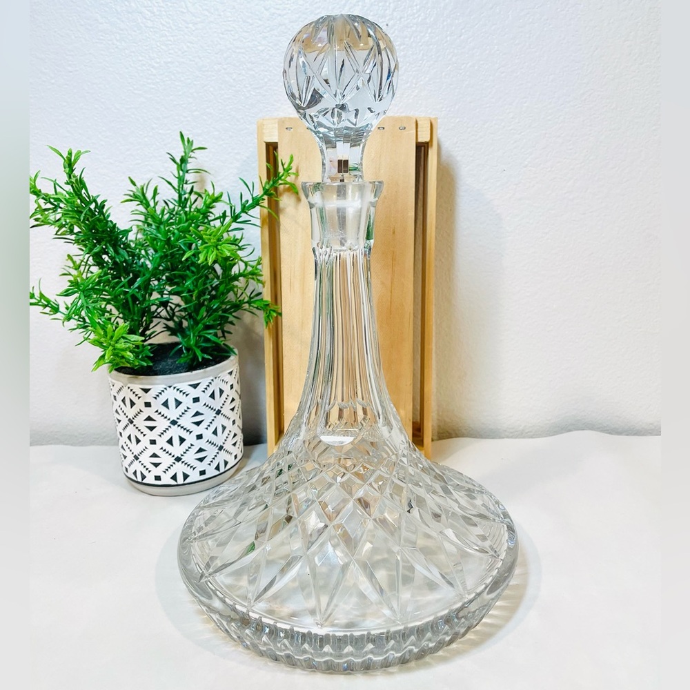 Waterford Lismore Etched Crystal Detailed Ships Decanter w Stopper | EUC